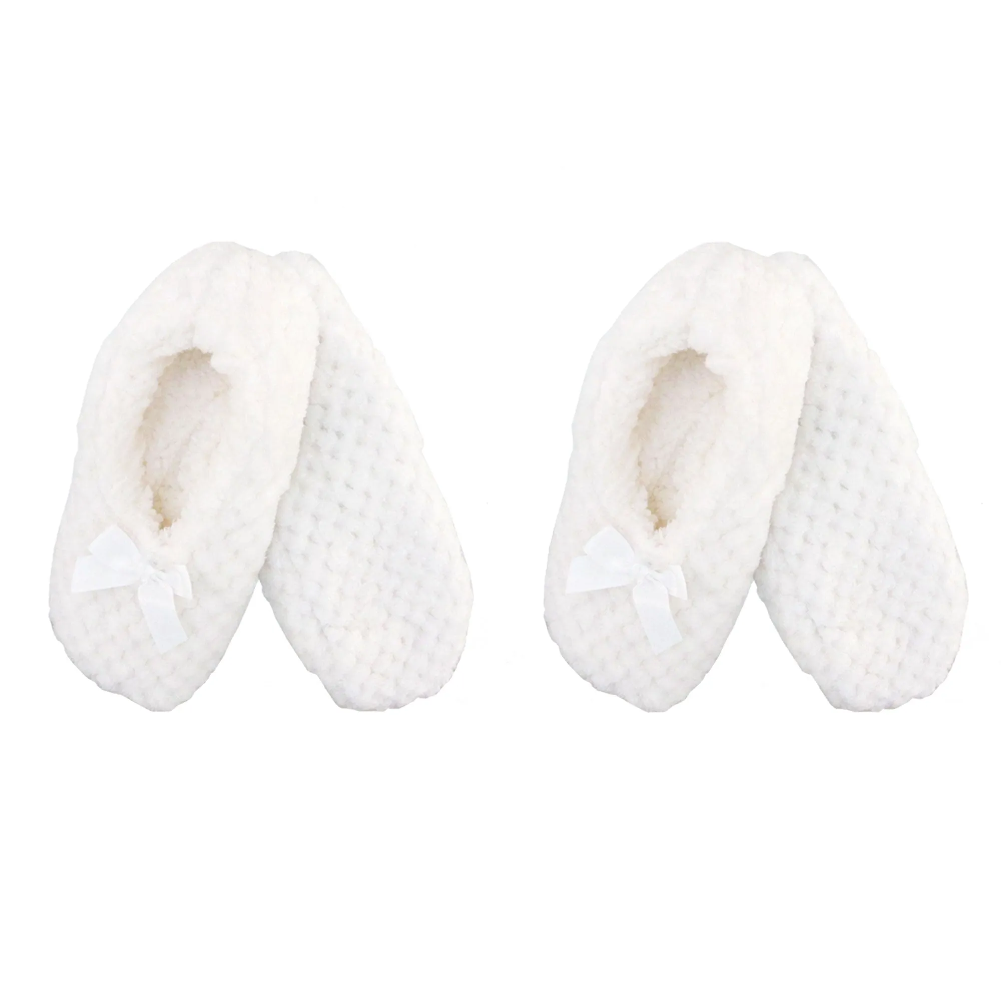 Adult Women Soft Touch Slippers Non-Slip Lined Socks, 2 Pairs