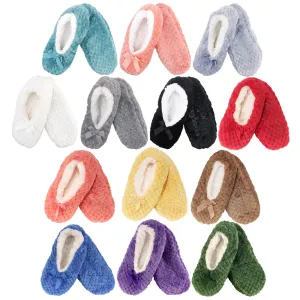 Adult Women Soft Touch Slippers Non-Slip Lined Socks, 2 Pairs