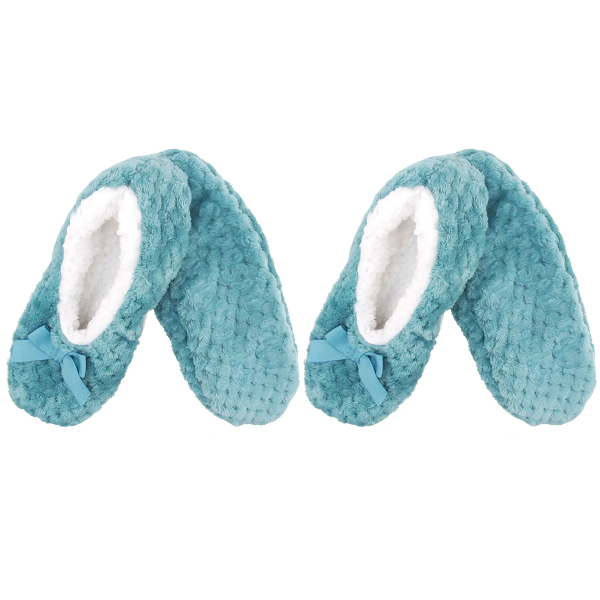 Adult Women Soft Touch Slippers Non-Slip Lined Socks, 2 Pairs