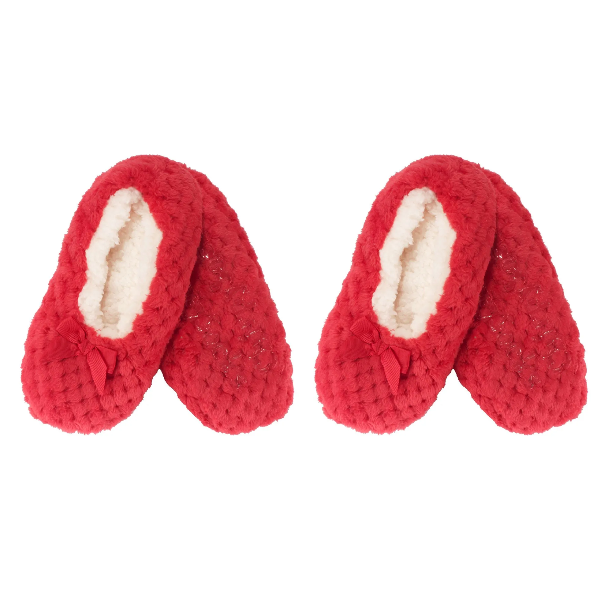 Adult Women Soft Touch Slippers Non-Slip Lined Socks, 2 Pairs