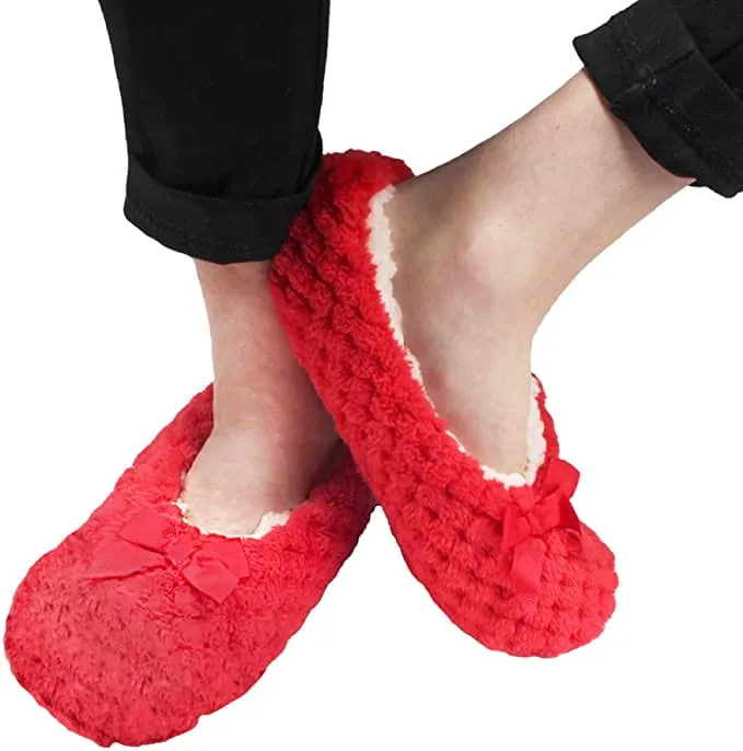 Adult Women Soft Touch Slippers Non-Slip Lined Socks, 2 Pairs