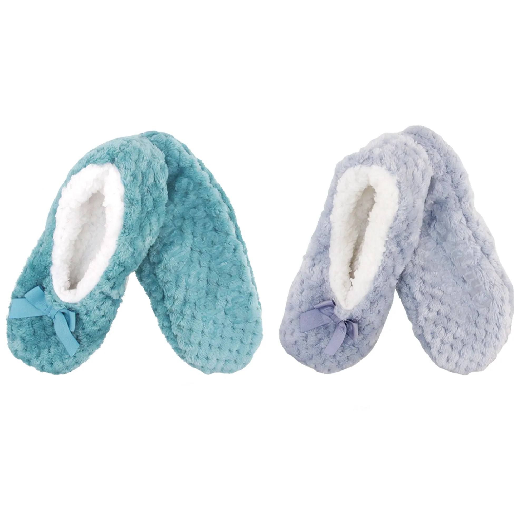 Adult Women Soft Touch Slippers Non-Slip Lined Socks, 2 Pairs