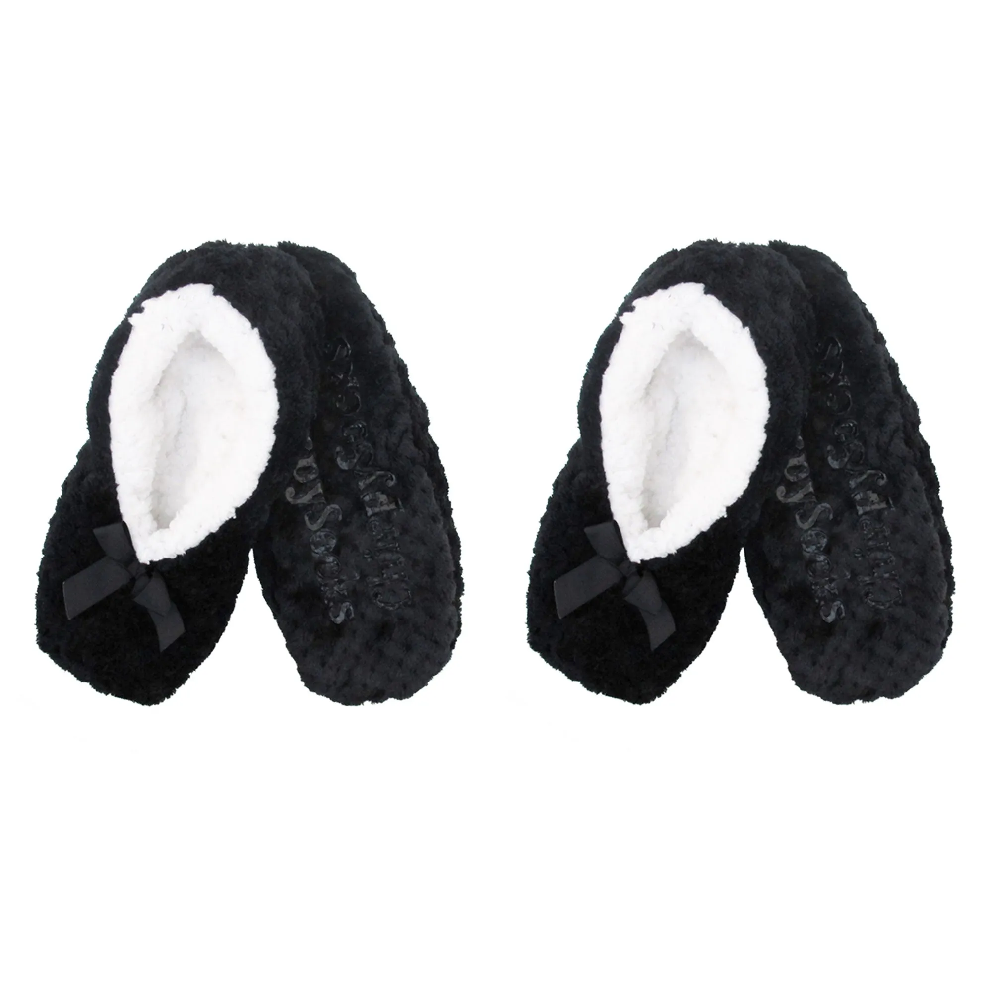 Adult Women Soft Touch Slippers Non-Slip Lined Socks, 2 Pairs