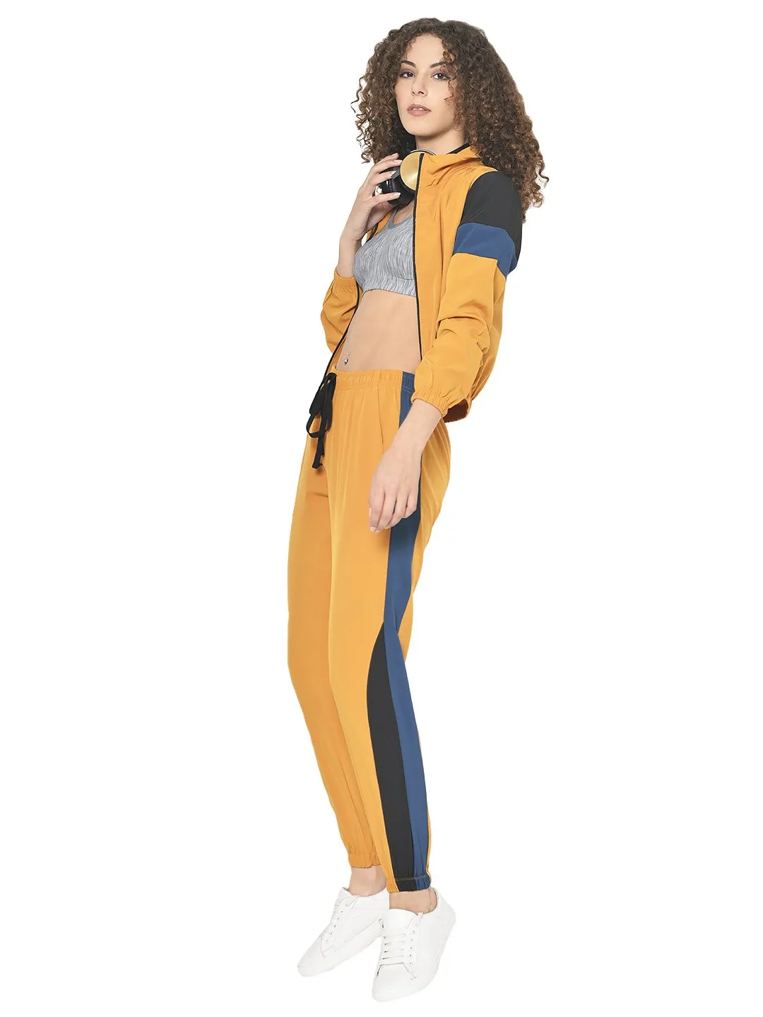 AmericanElm Women's Yellow Stretchable Stylish Tracksuits