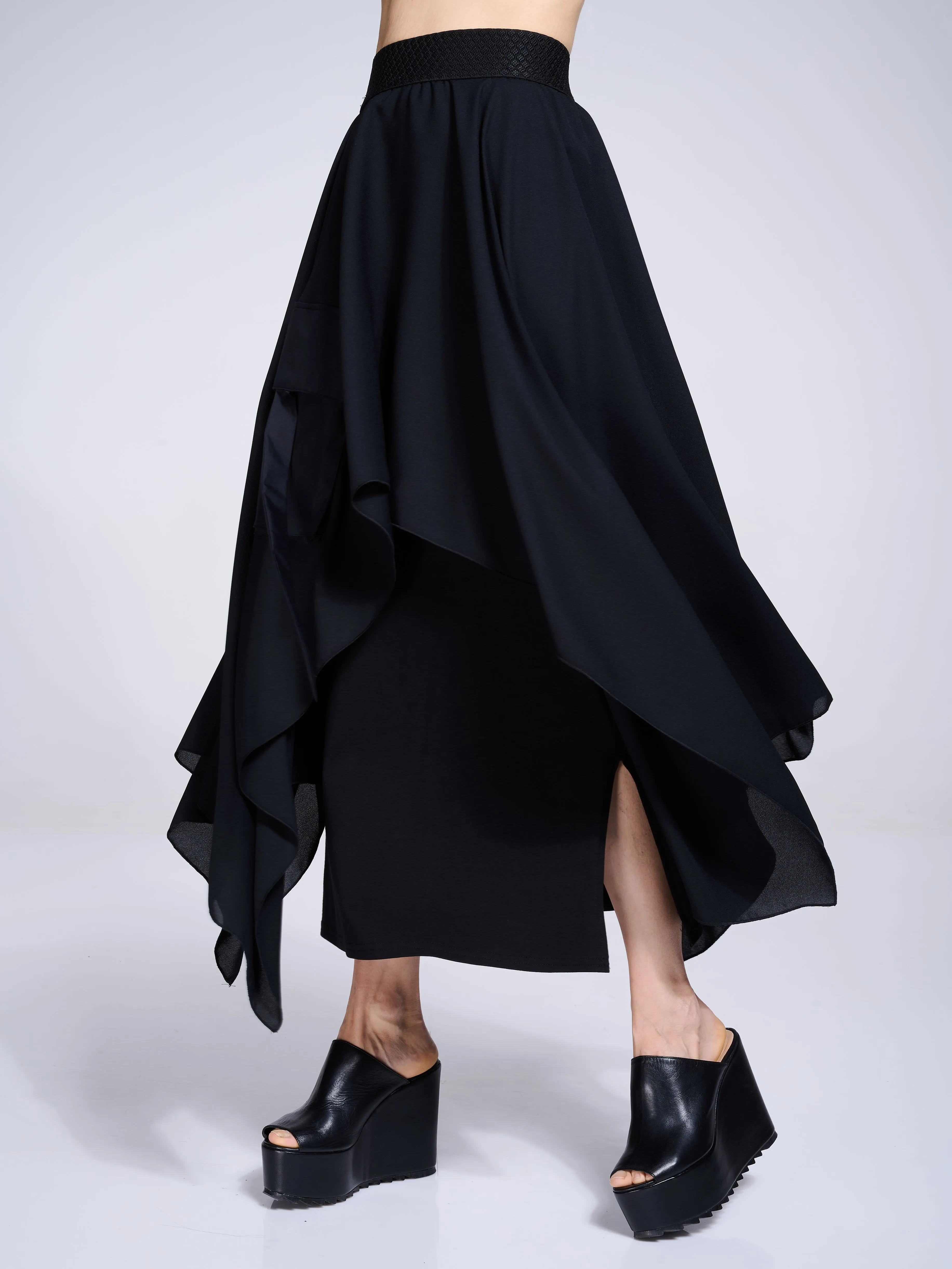 Asymmetric  Maxi Chiffon Skirt