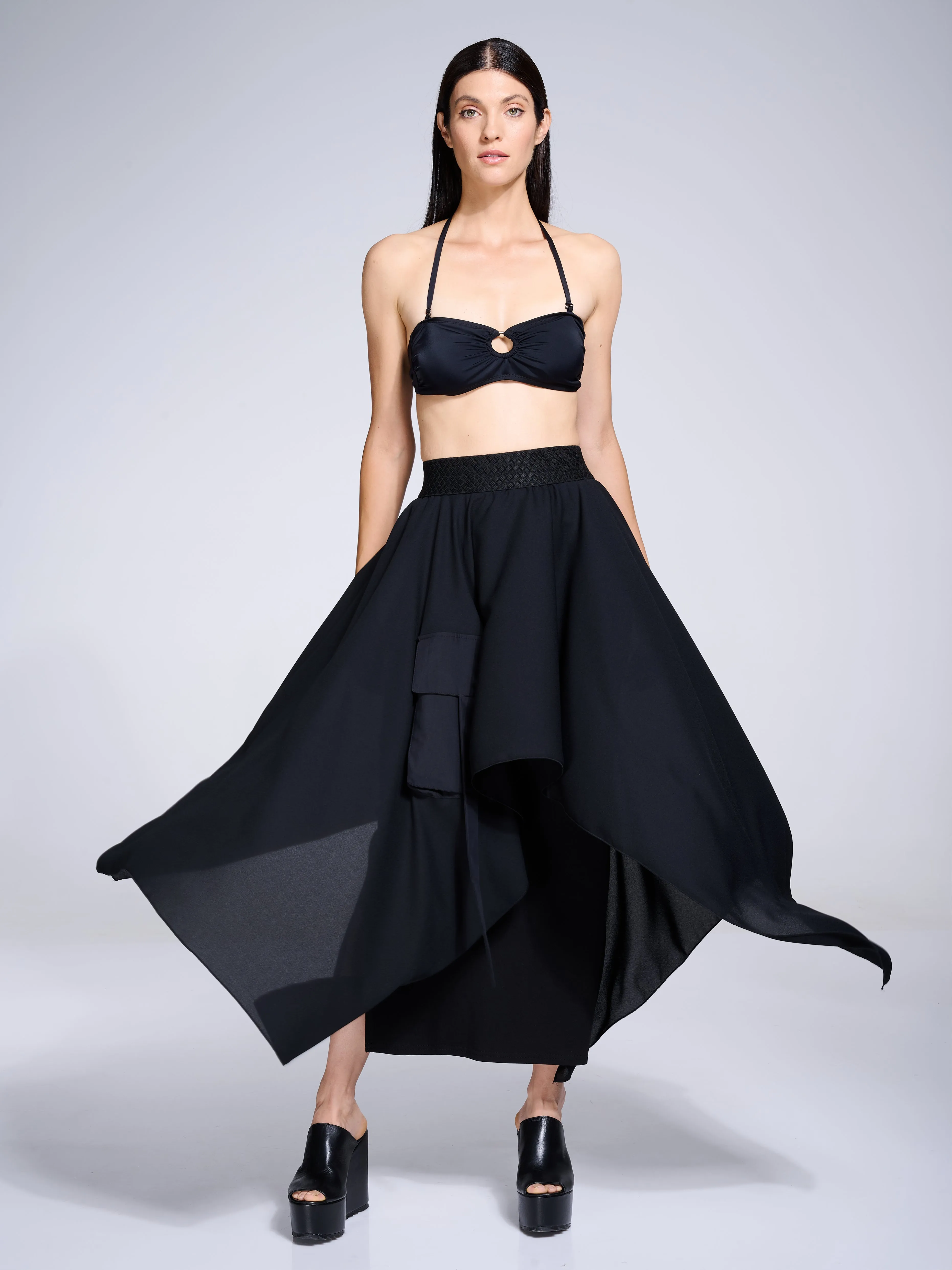 Asymmetric  Maxi Chiffon Skirt