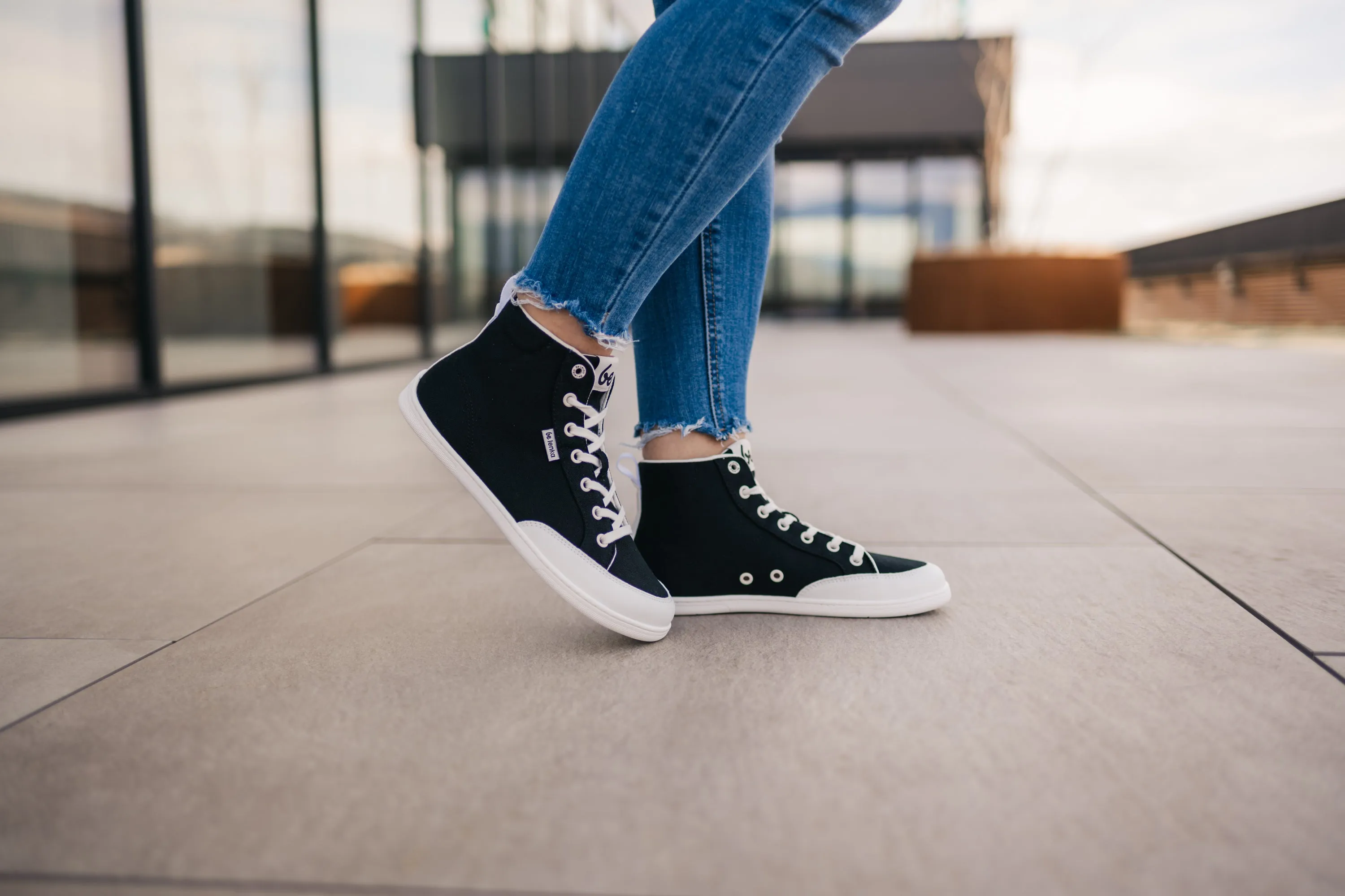 Barefoot Sneakers Be Lenka Rebound - High Top - Black & White CLEARANCE