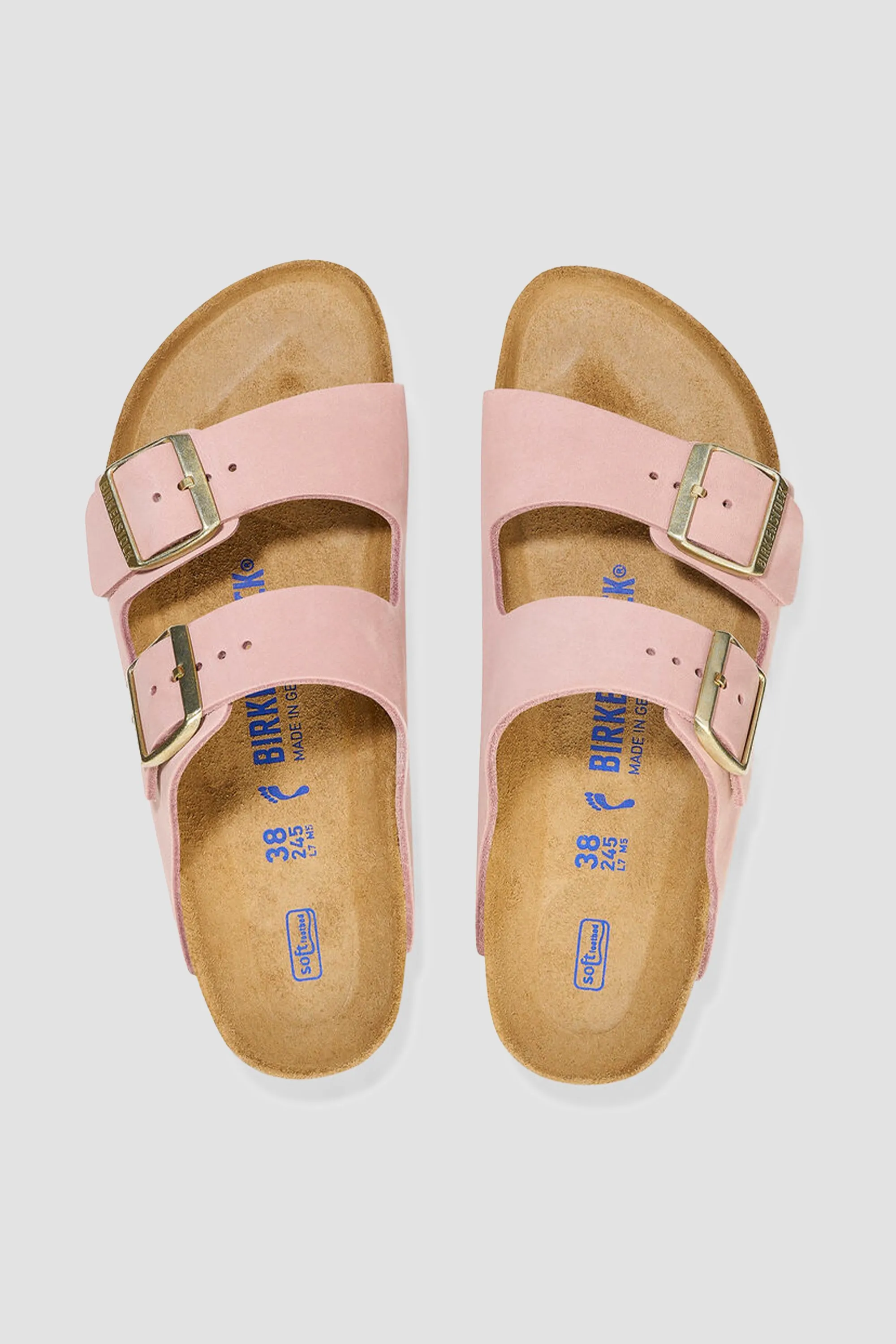 Birkenstock Unisex Arizona SFB Nubuck Leather in Soft Pink