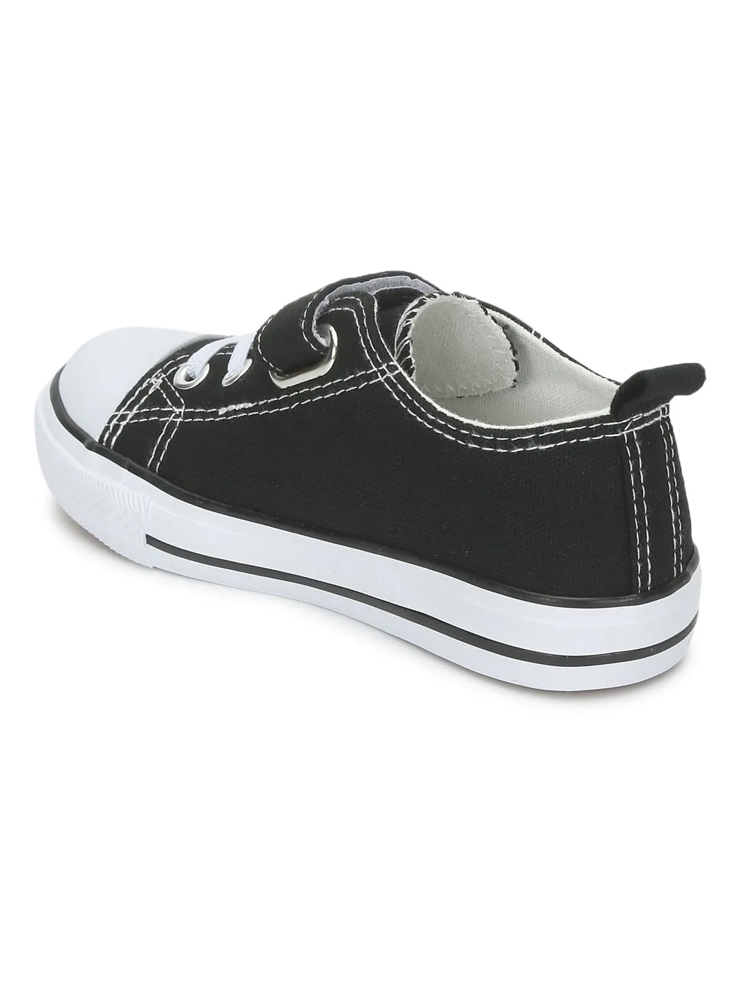 Black Canvas Stylish Velcro Sneakers For Kids-Unisex (TC-VKCAN3-BLK)