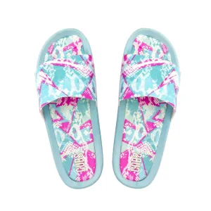 Blue Leopard Slides