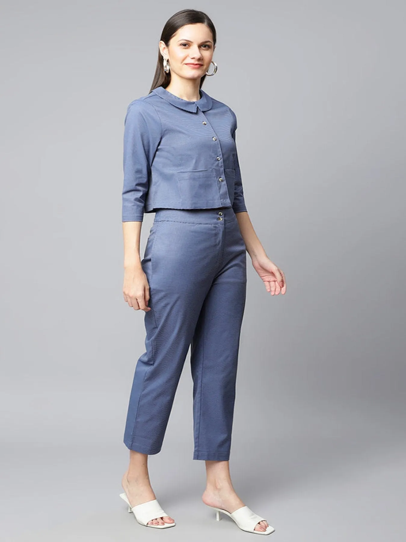 Blue textured Co-ord Set