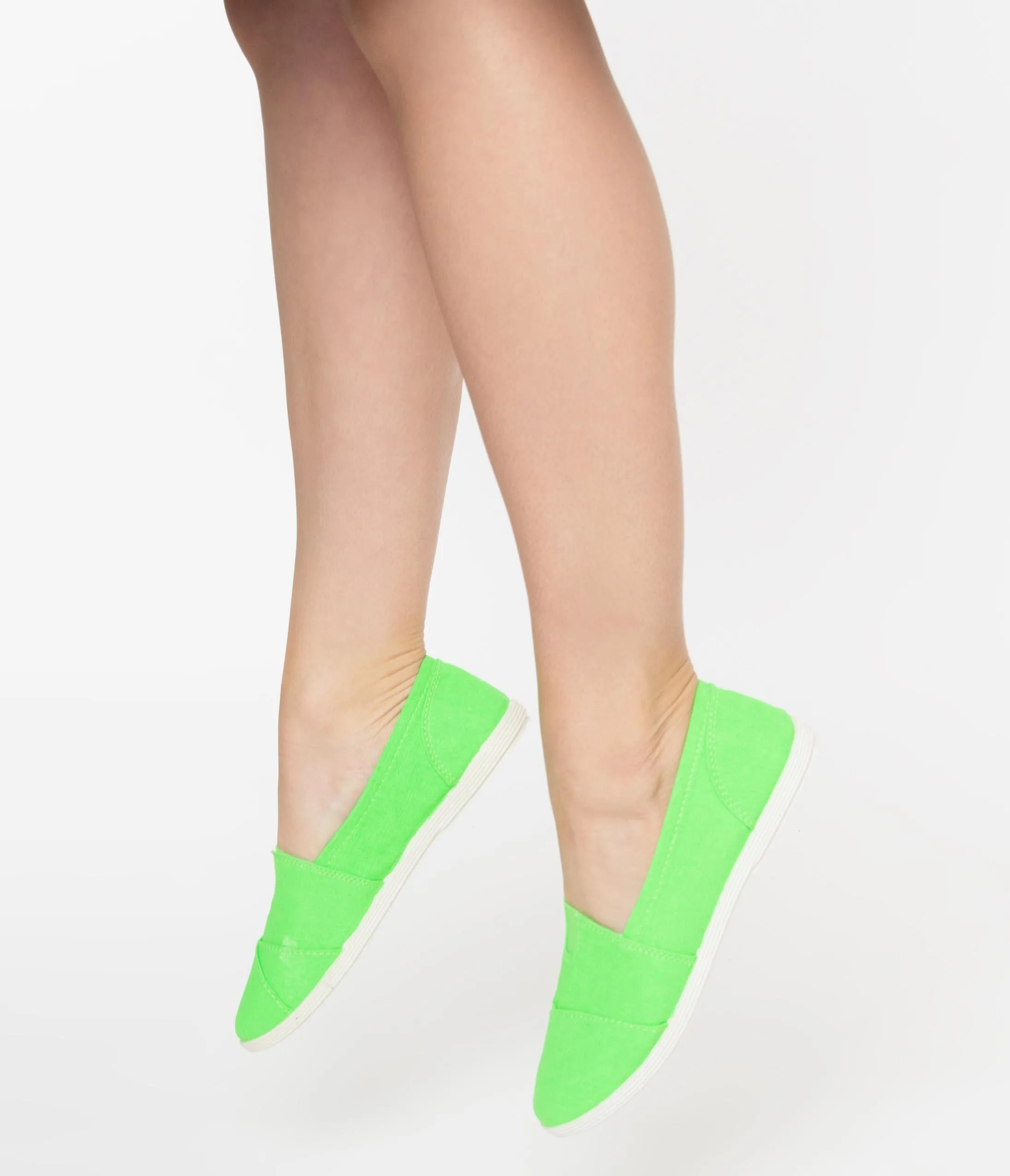 Bright Green Canvas Casual Loafer Flats