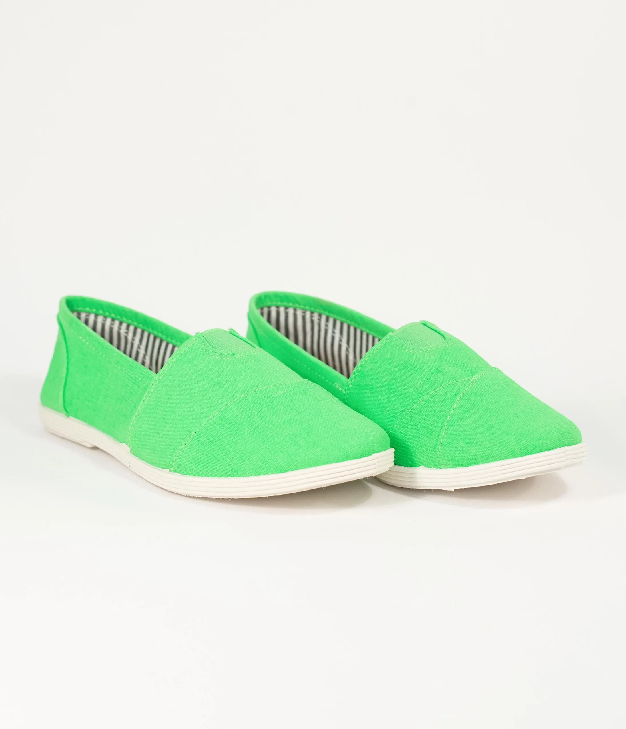 Bright Green Canvas Casual Loafer Flats