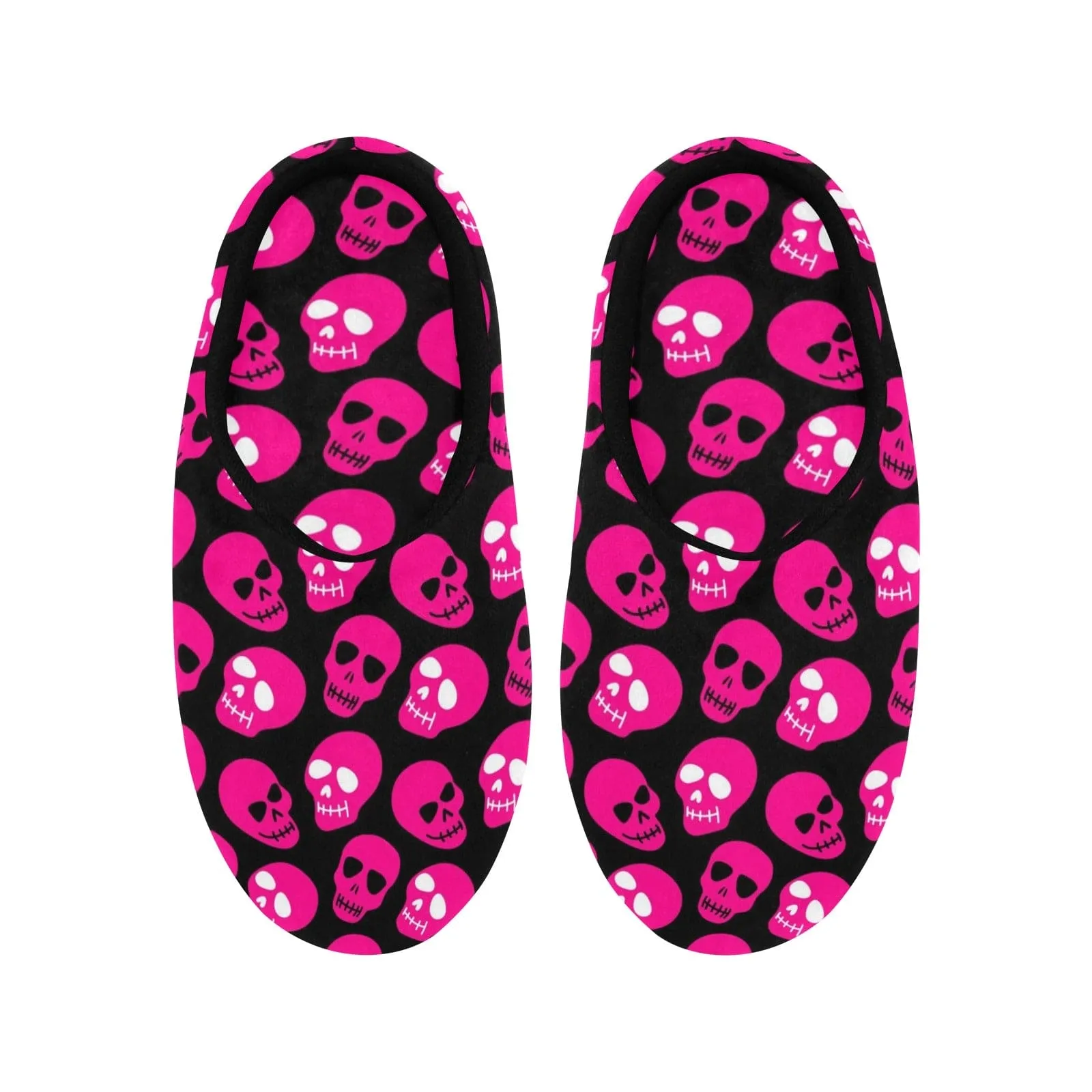 Bright Pink Skulls Pattern Women's Slippers