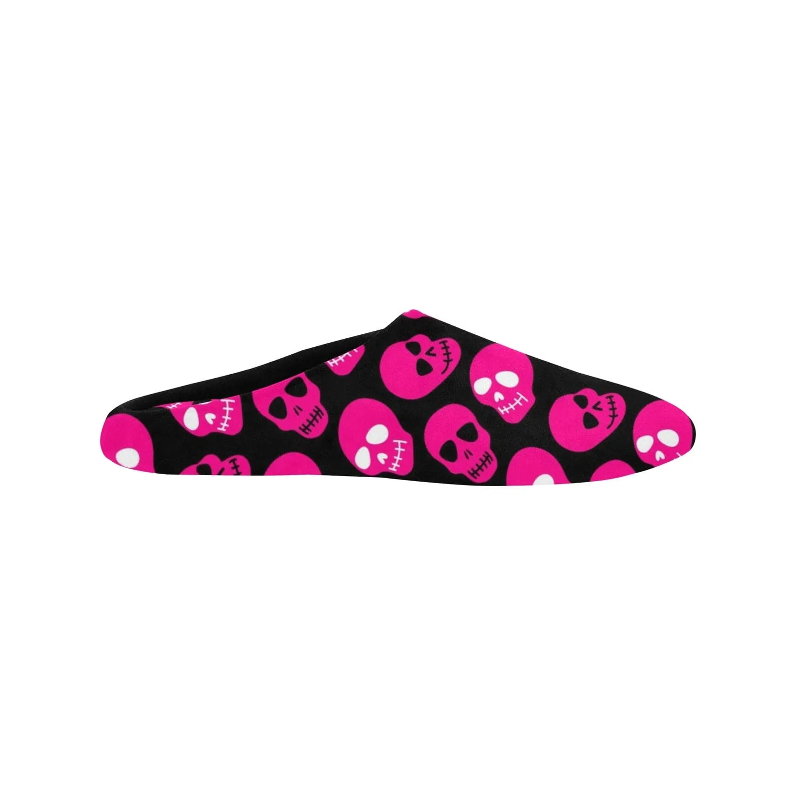 Bright Pink Skulls Pattern Women's Slippers