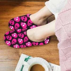 Bright Pink Skulls Pattern Women's Slippers