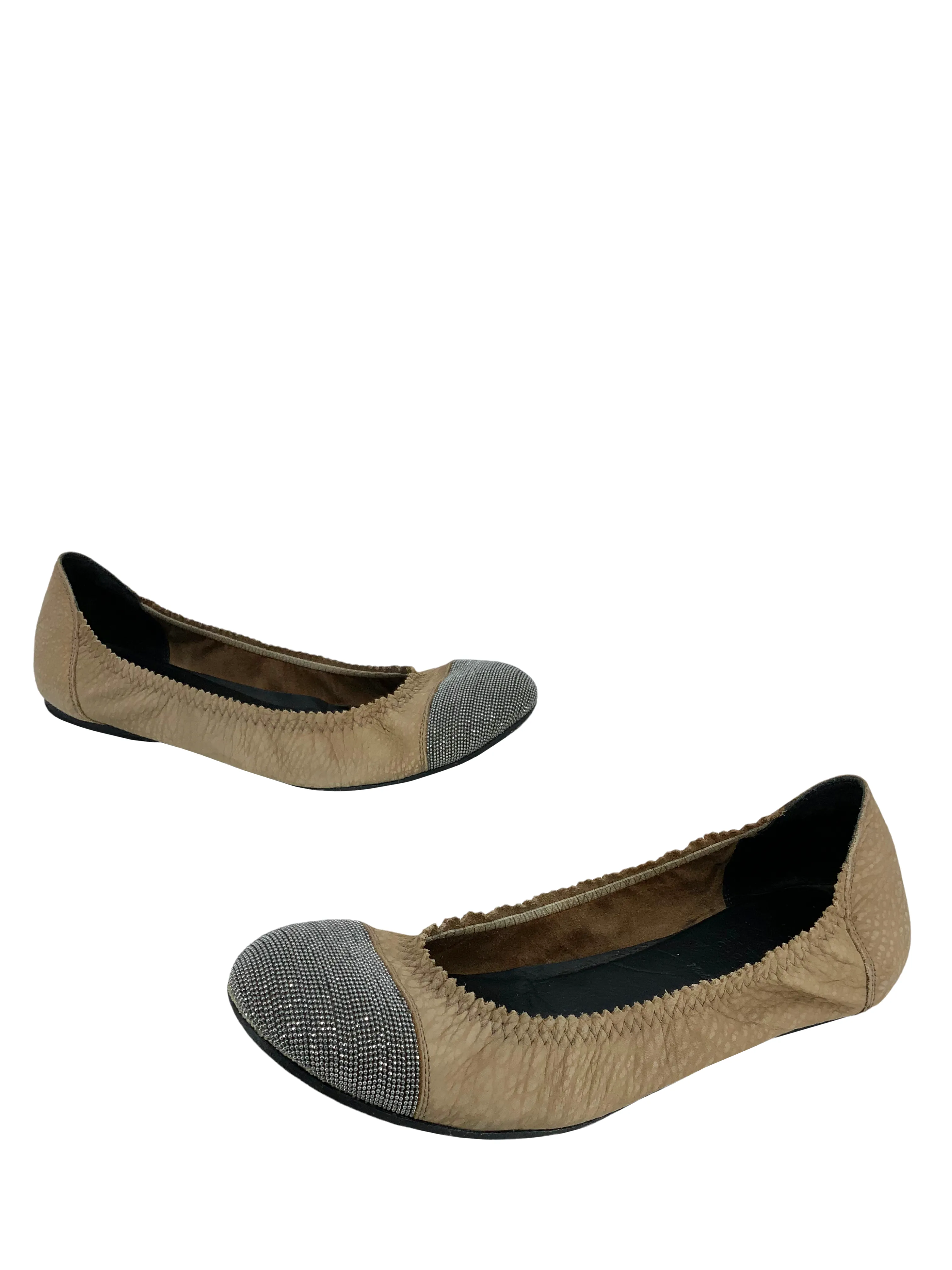 Brunello Cucinelli Monili Cap-Toe Ballerina Flats Size 7.5