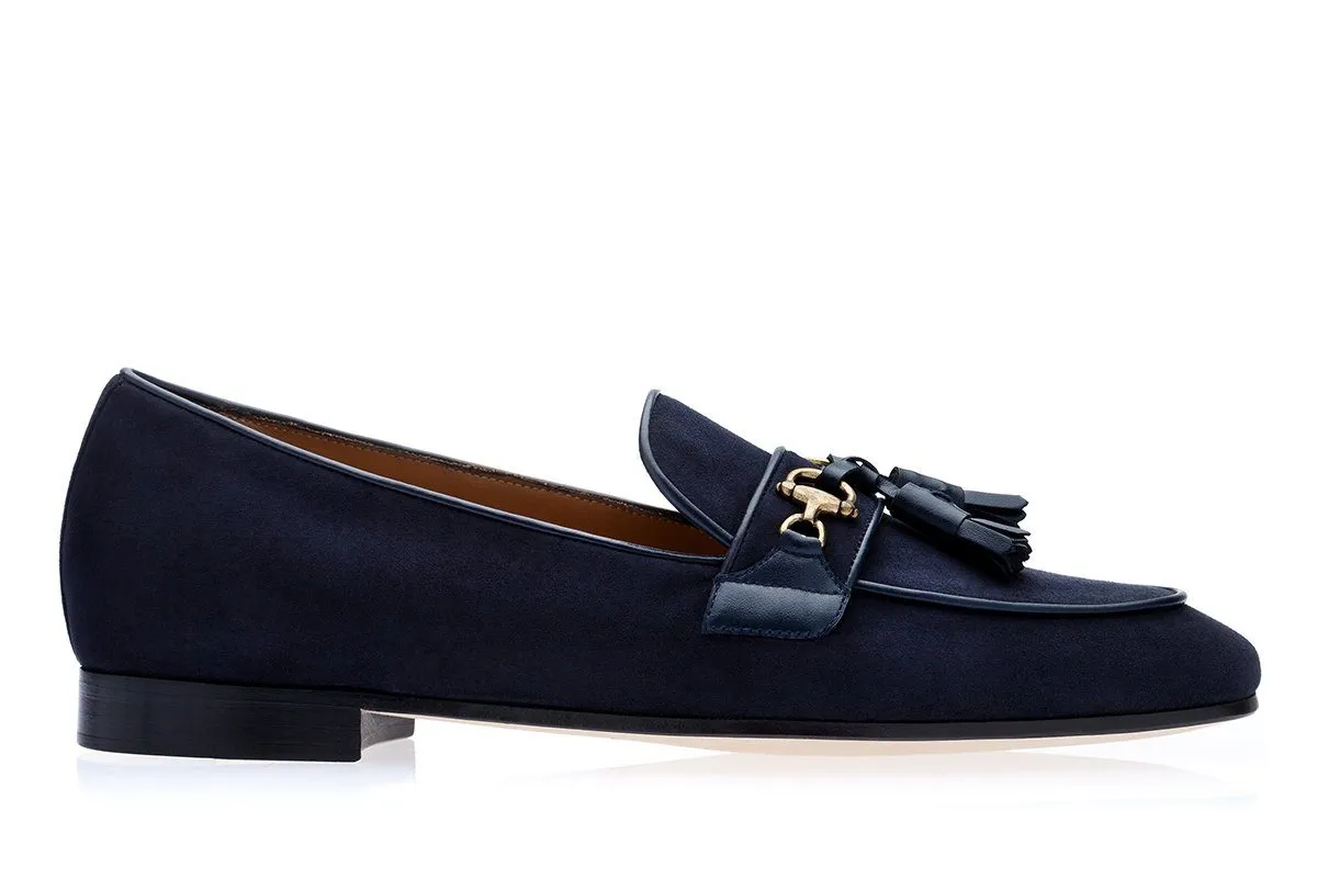 BRUNO VELUKID NAVY SLIPPERS