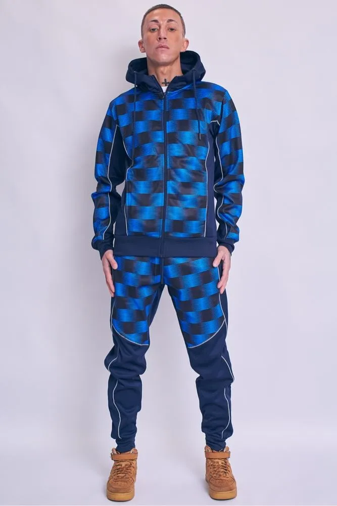 Check Print Zip Through Tracksuit