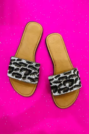 CHEETAH BEADED SLIDES