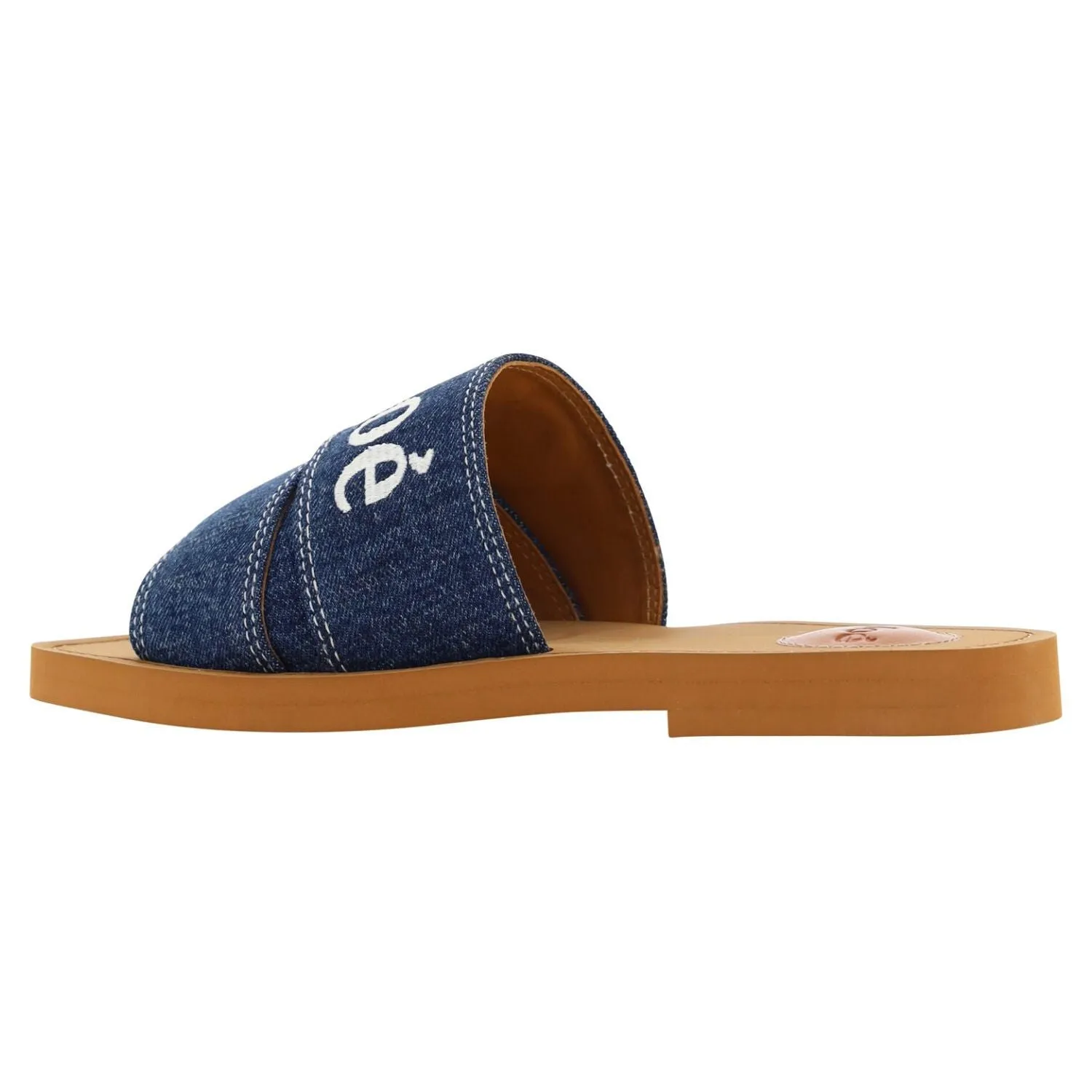 Chloé Sumptuous Cotton Woody Slide Sandals in Denim Blue