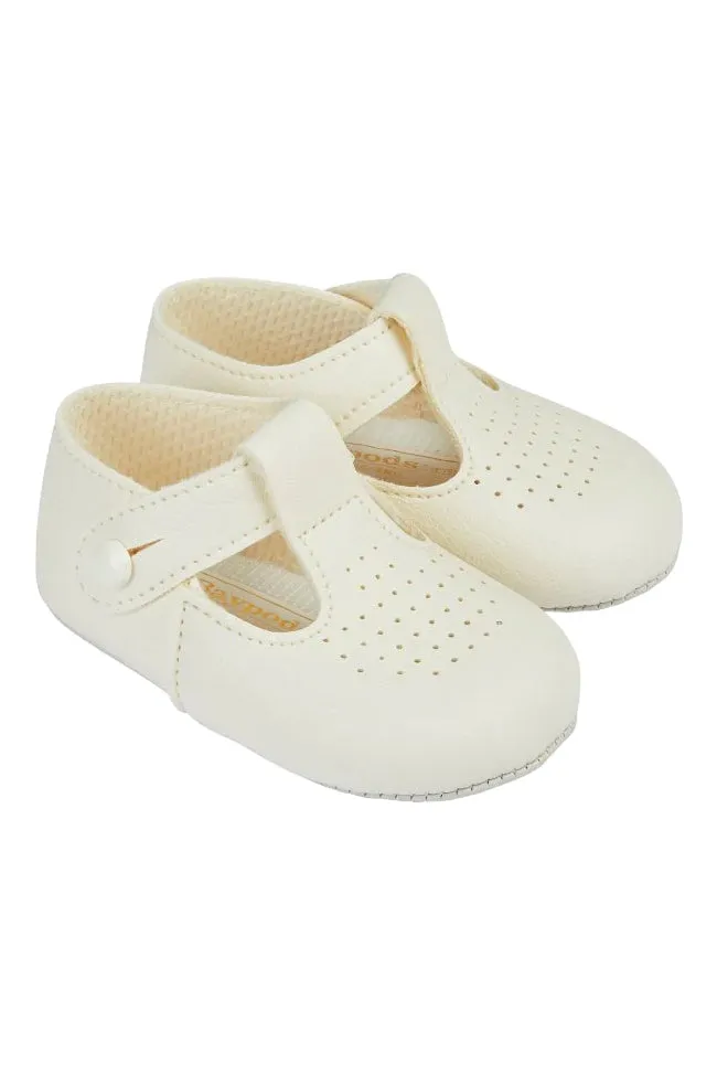 Cream T-Bar Soft Sole Shoes