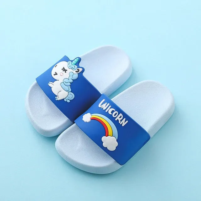 Cute Non-slip Toddlers' Soft Slippers For Indoor With Unicorn Pattern