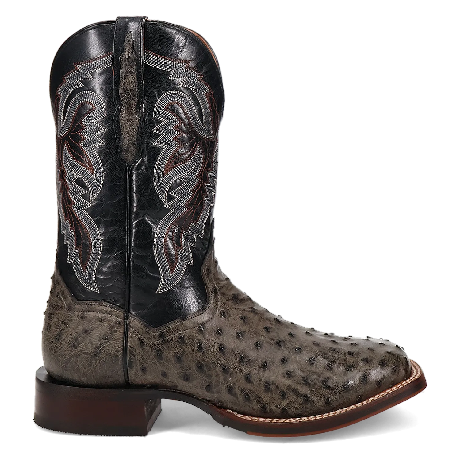 Dan Post DP5013 11" Alamosa Grey Full Quill Ostrich Wide Square Toe