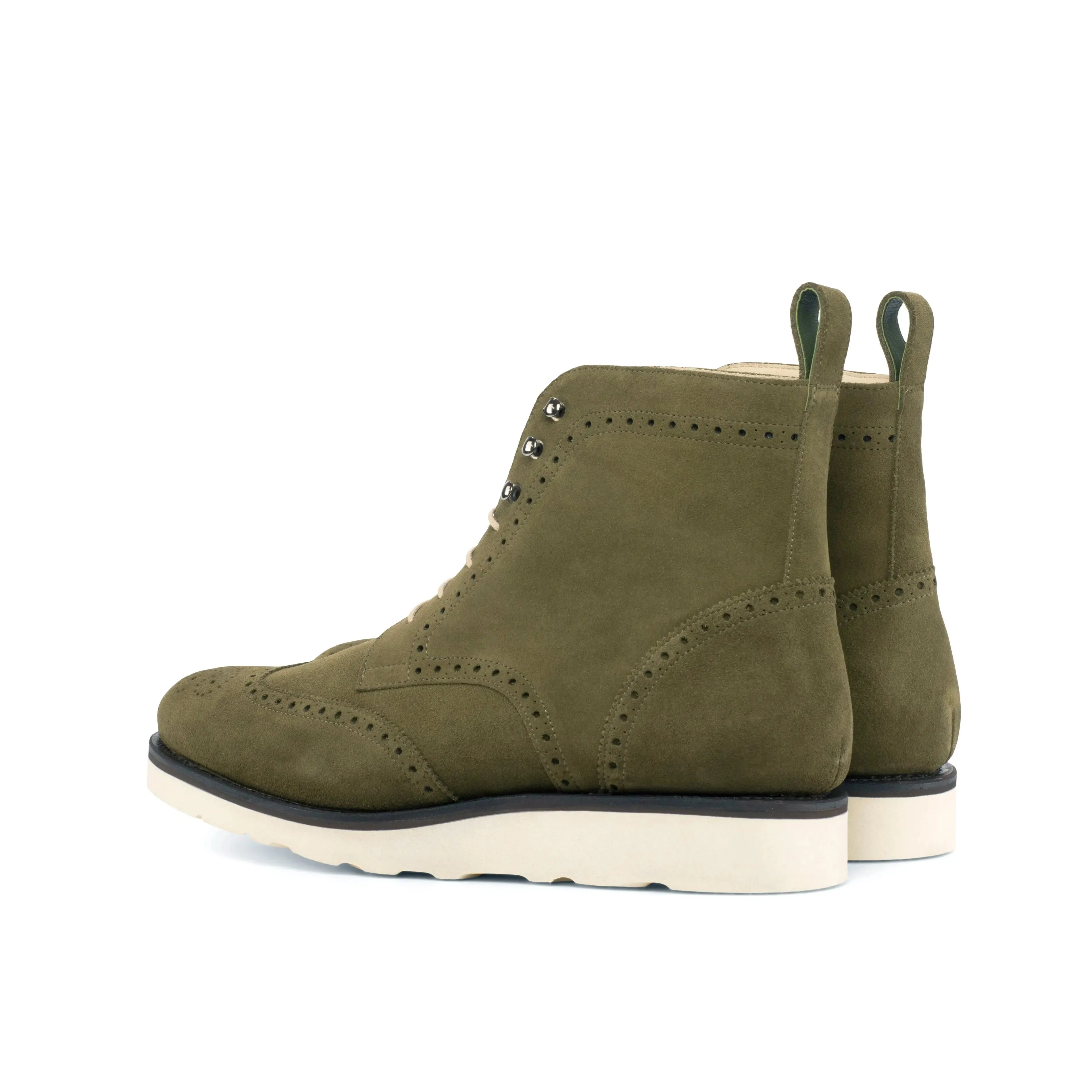 DapperFam Valiant in Khaki Men's Lux Suede Military Brogue