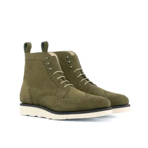 DapperFam Valiant in Khaki Men's Lux Suede Military Brogue