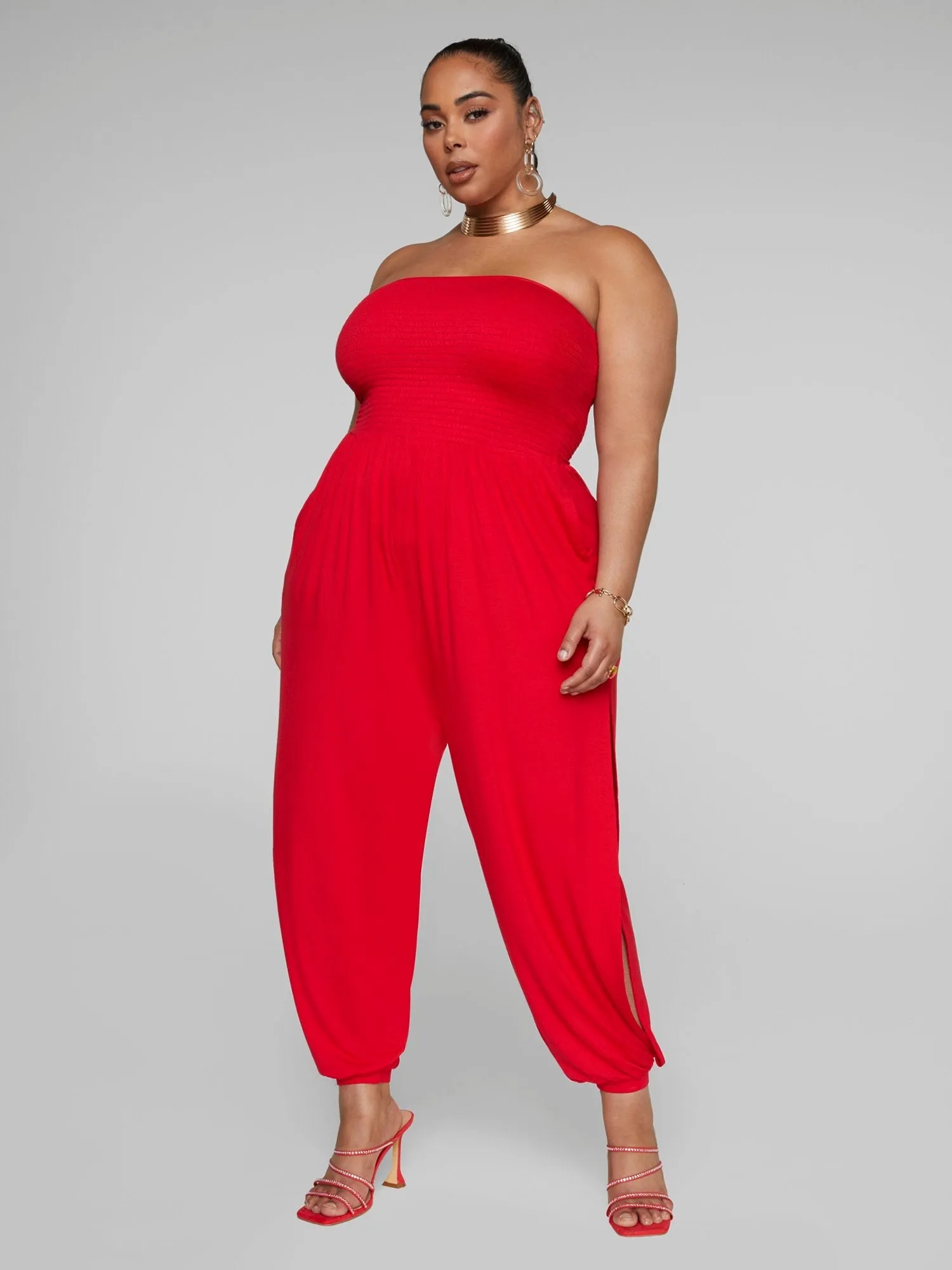 Fashion To Figure - Trinity Side Slit Leg Jumpsuit