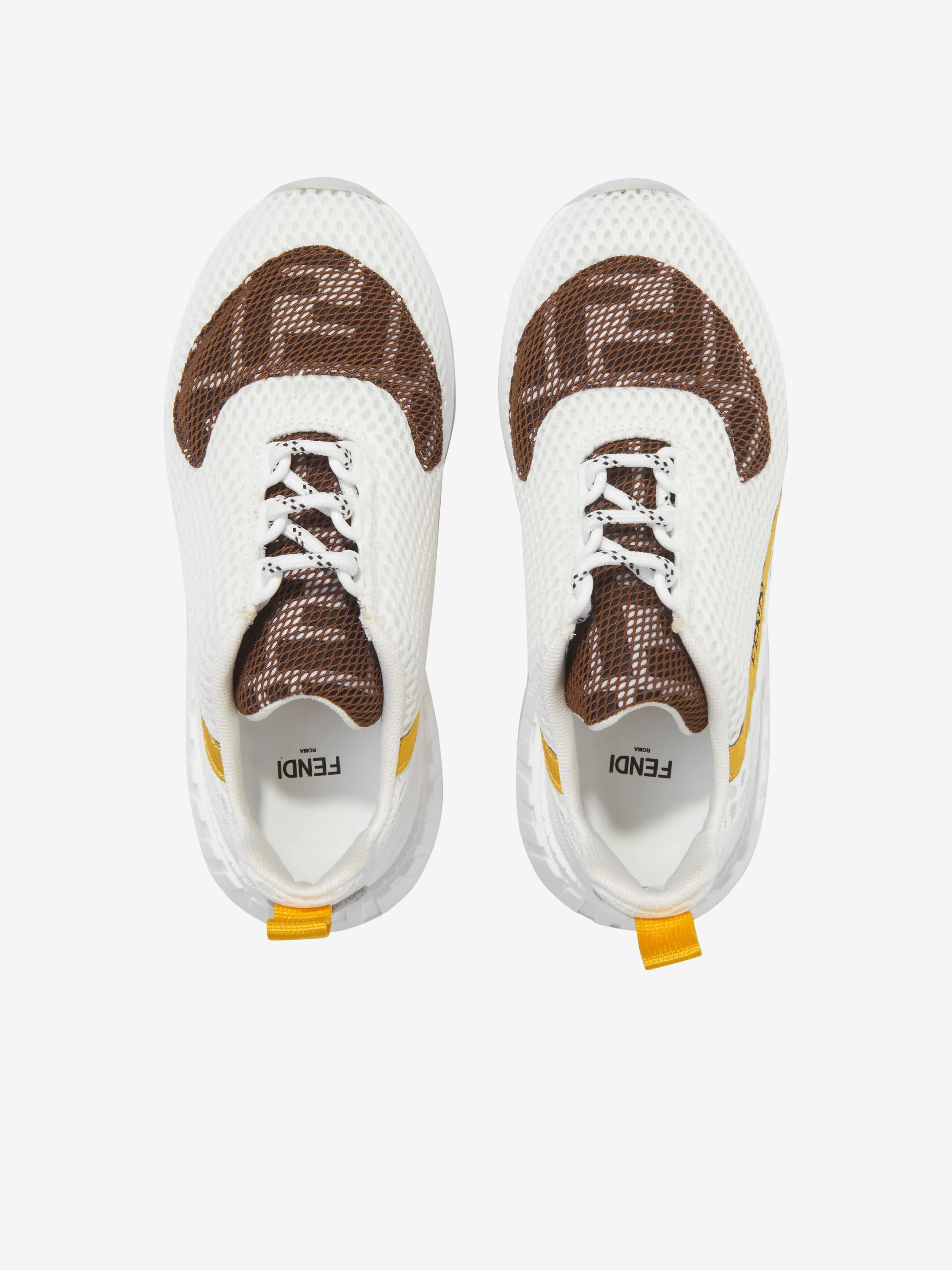 Fendi Kids Mesh FF Logo Trainers in White