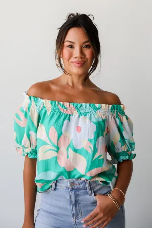 FINAL SALE - Sunshine Seeking Green Floral Blouse