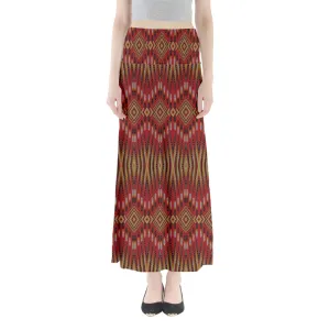 Fire Feather Red Full Length Maxi Skirt