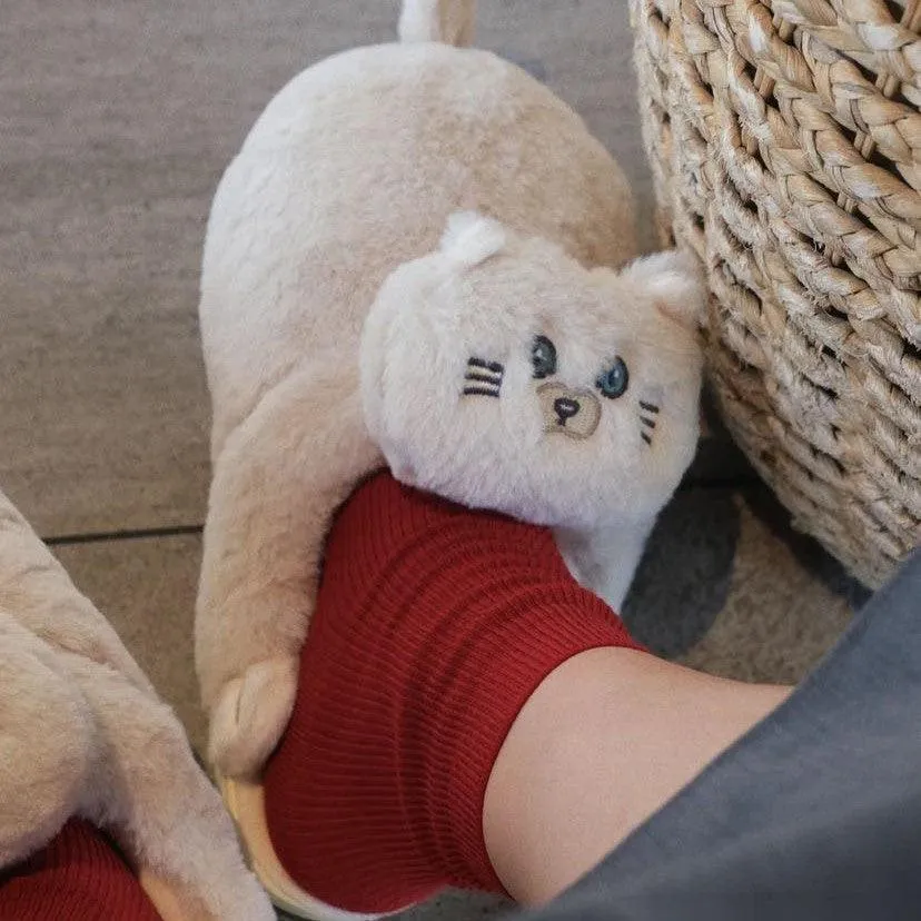 Fluffy Cat Slippers For Adults