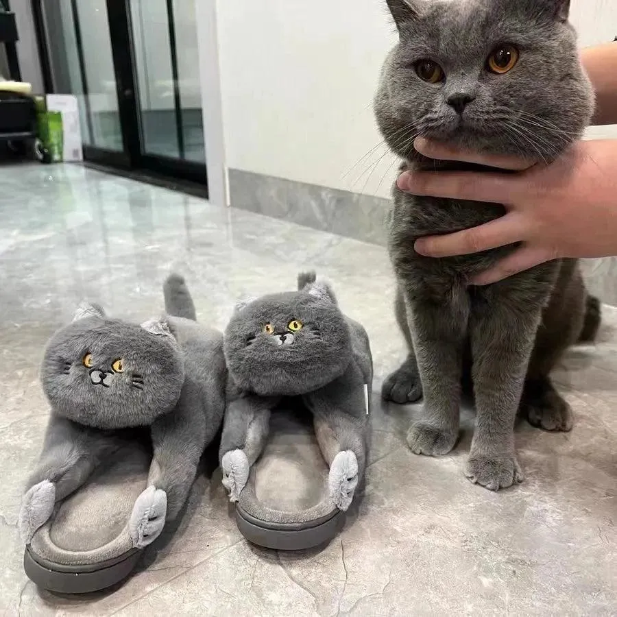 Fluffy Cat Slippers For Adults