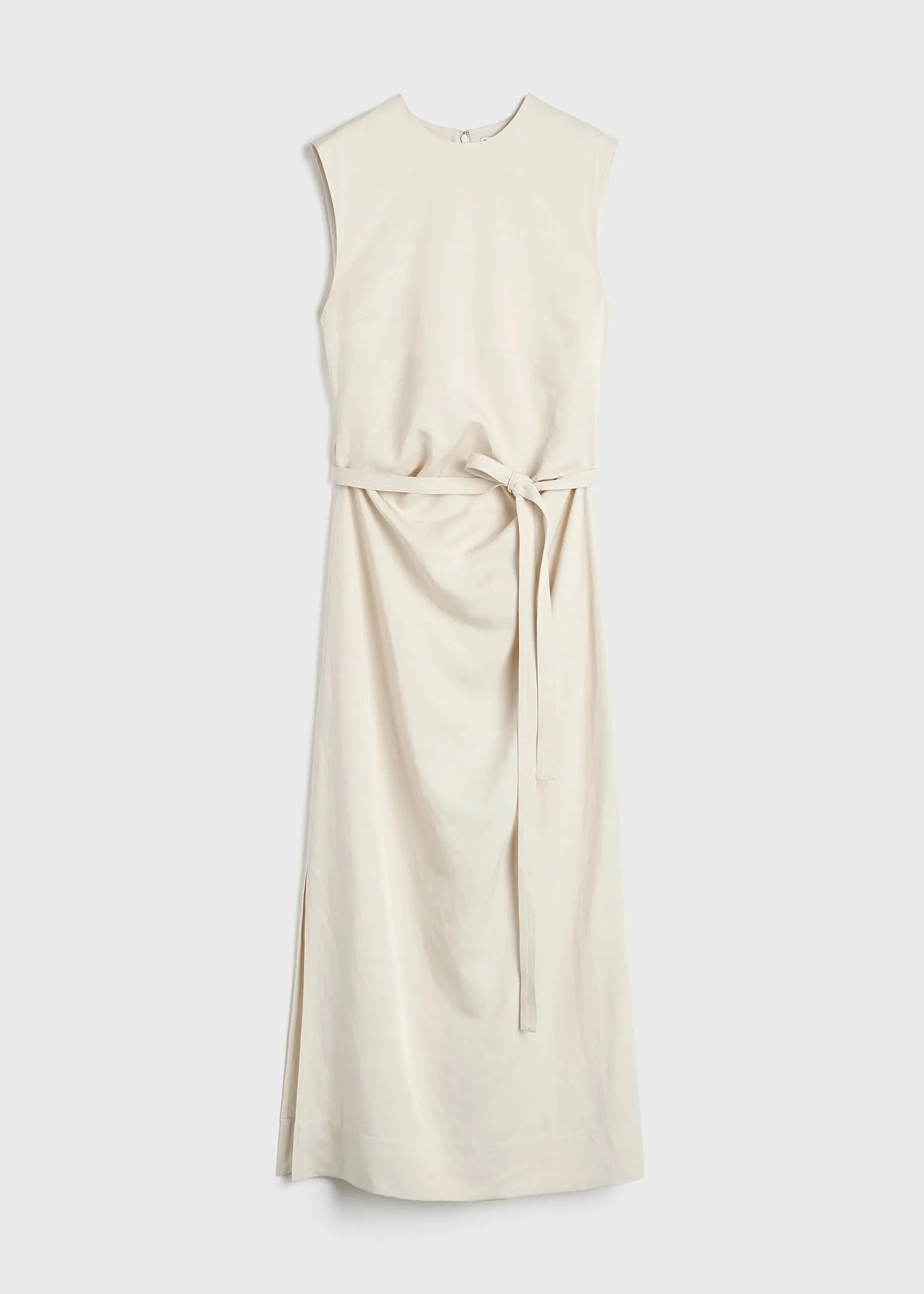 Fluid tie-waist dress pearl