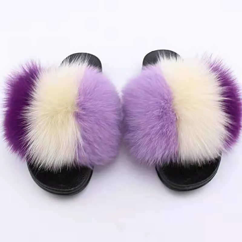 Furry Purple Ombré Slides