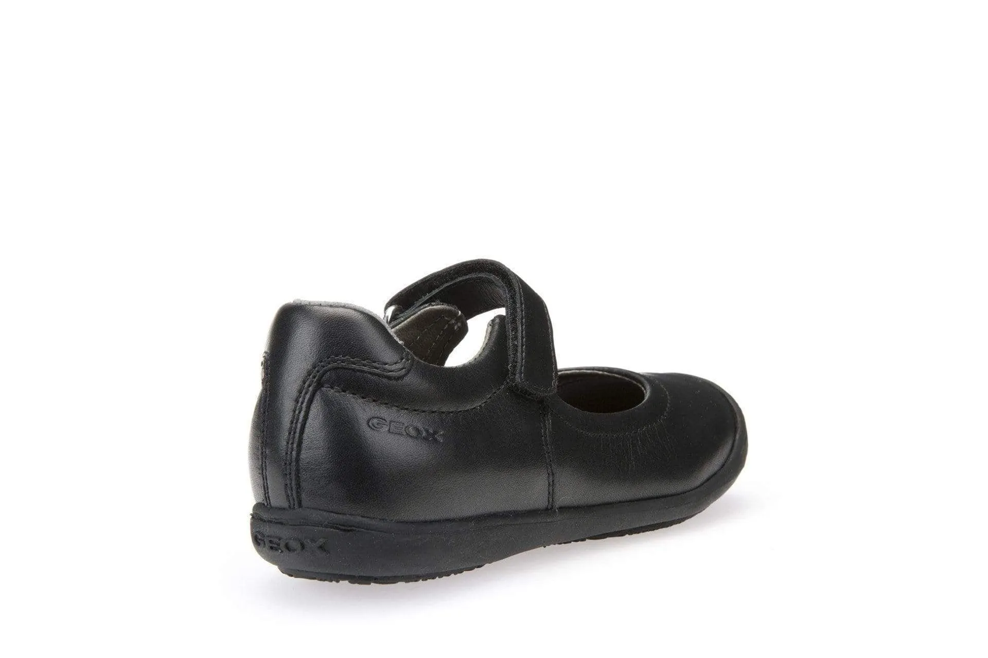 Geox Girls Black Leather School Shoes J643CA