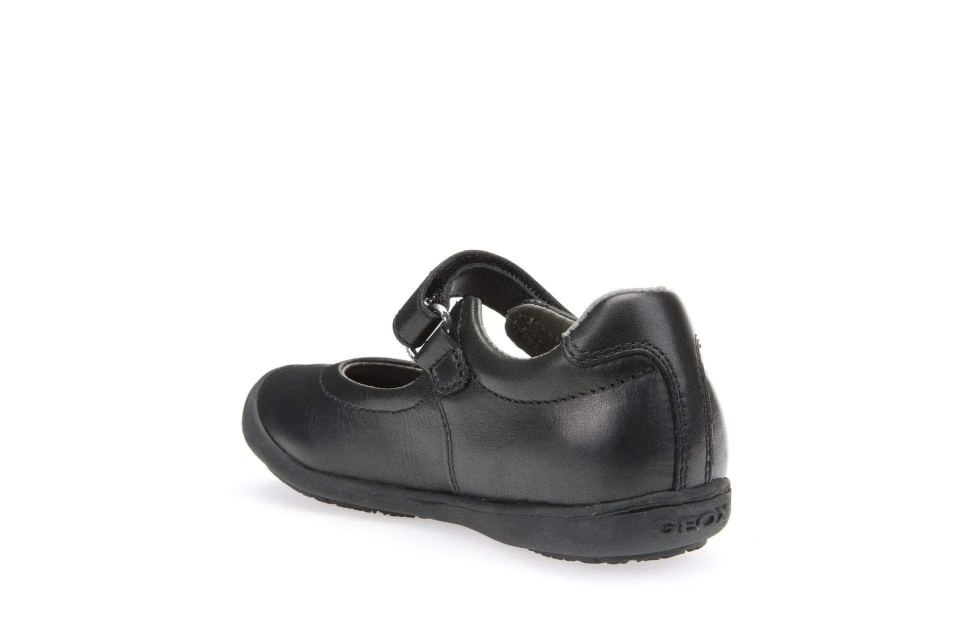 Geox Girls Black Leather School Shoes J643CA