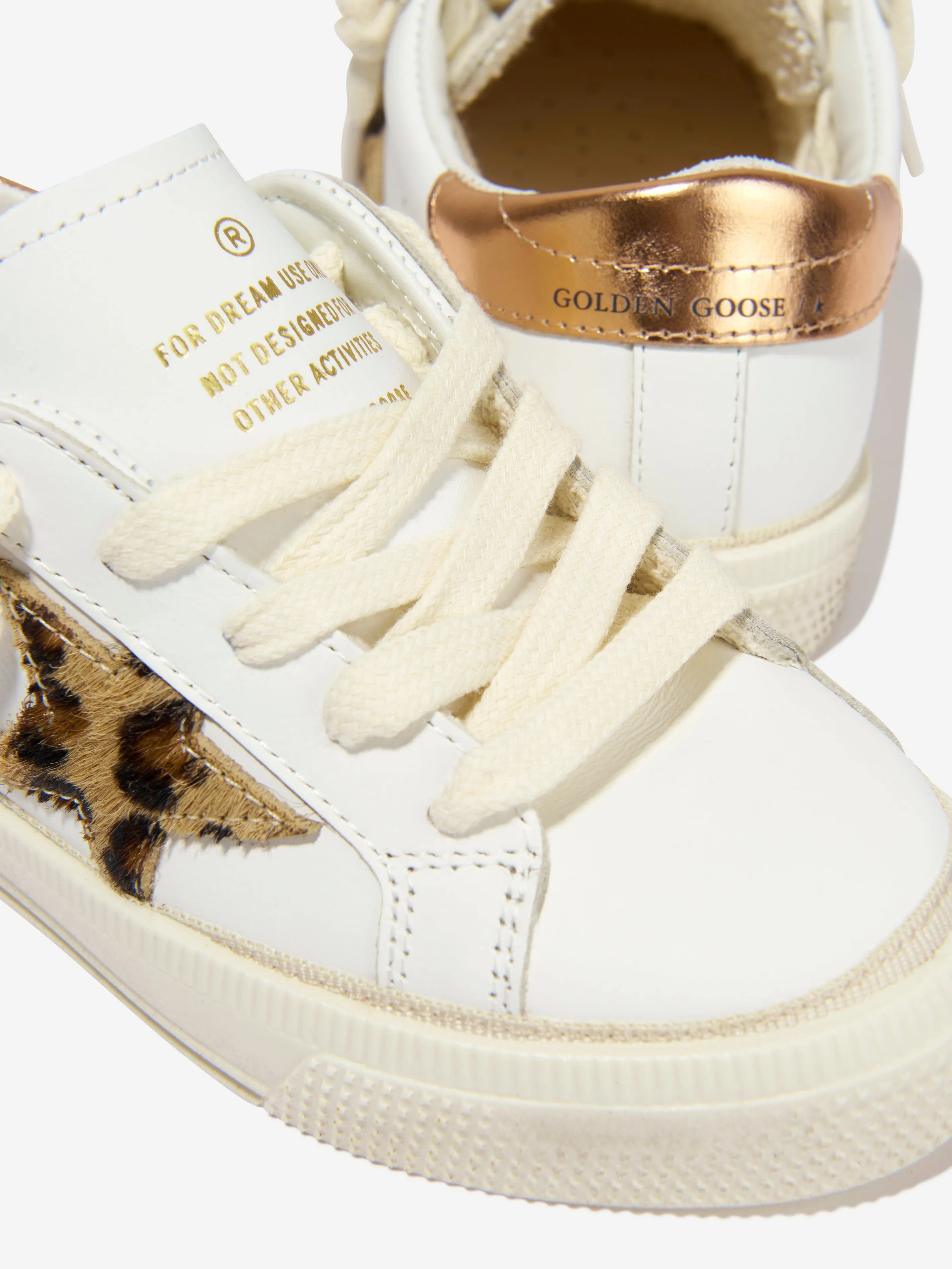 Golden Goose Kids May Leather Leopard Horsy Star Trainers