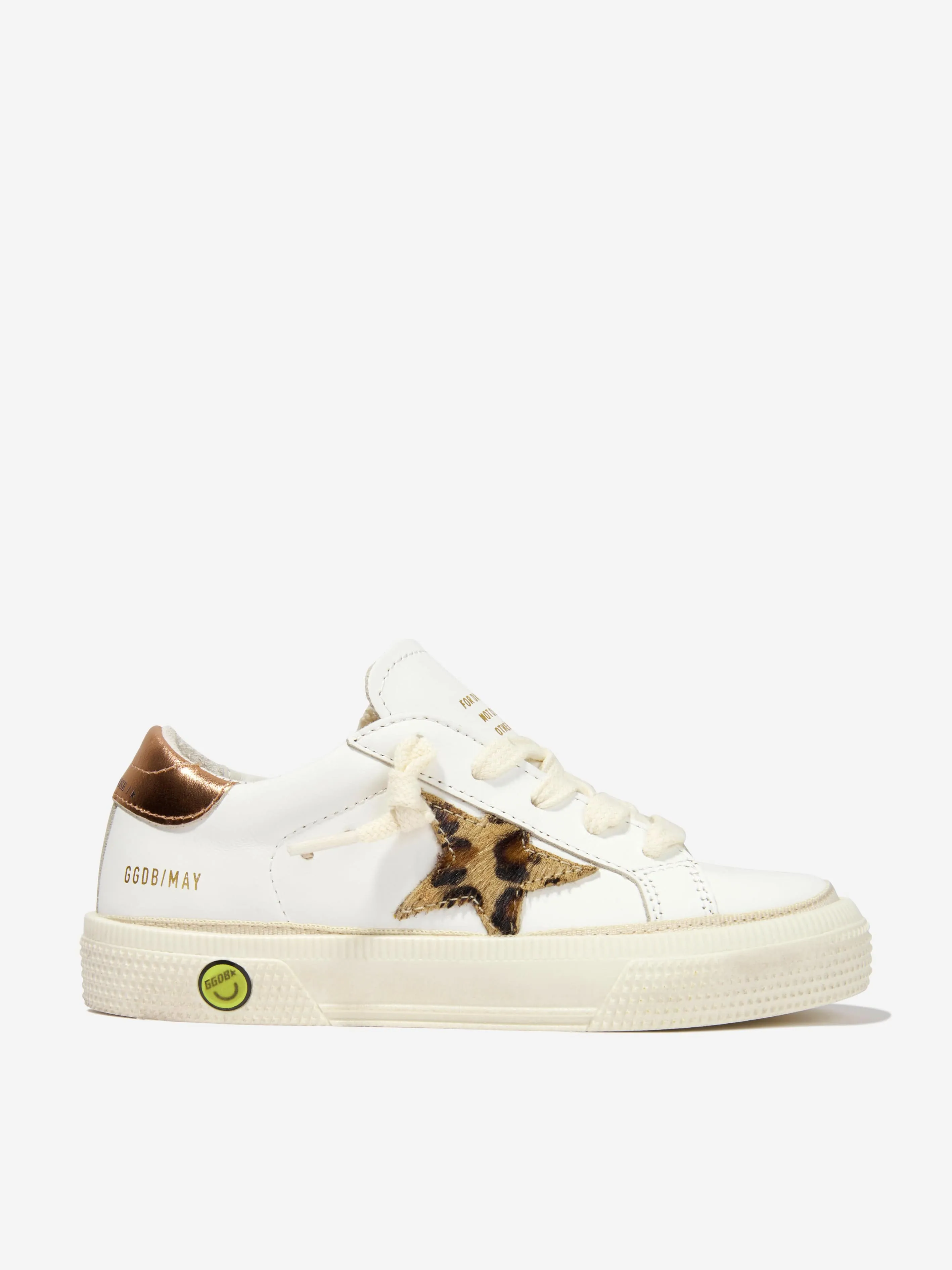 Golden Goose Kids May Leather Leopard Horsy Star Trainers