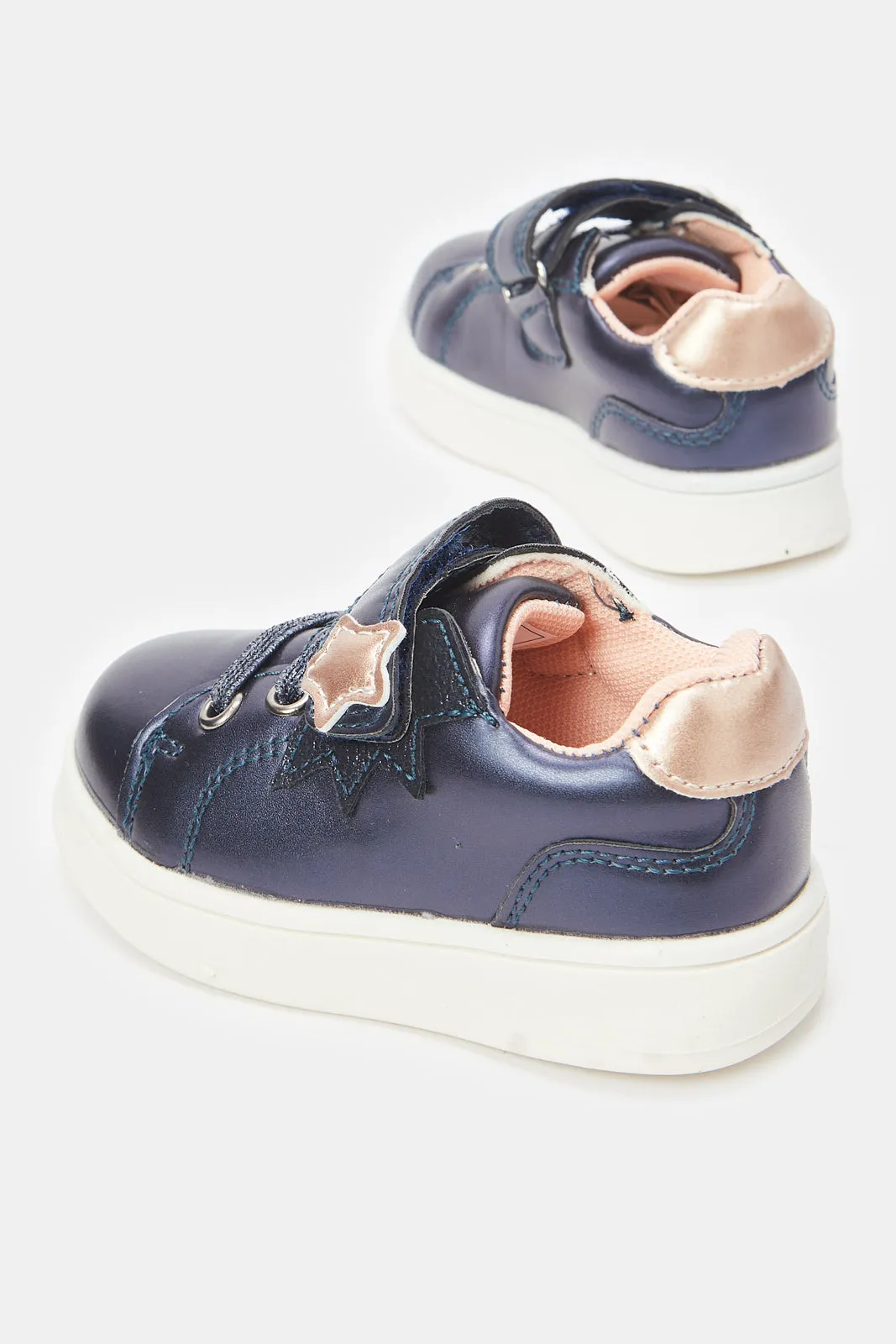 Infant Girls Navy Star Trim Sneaker