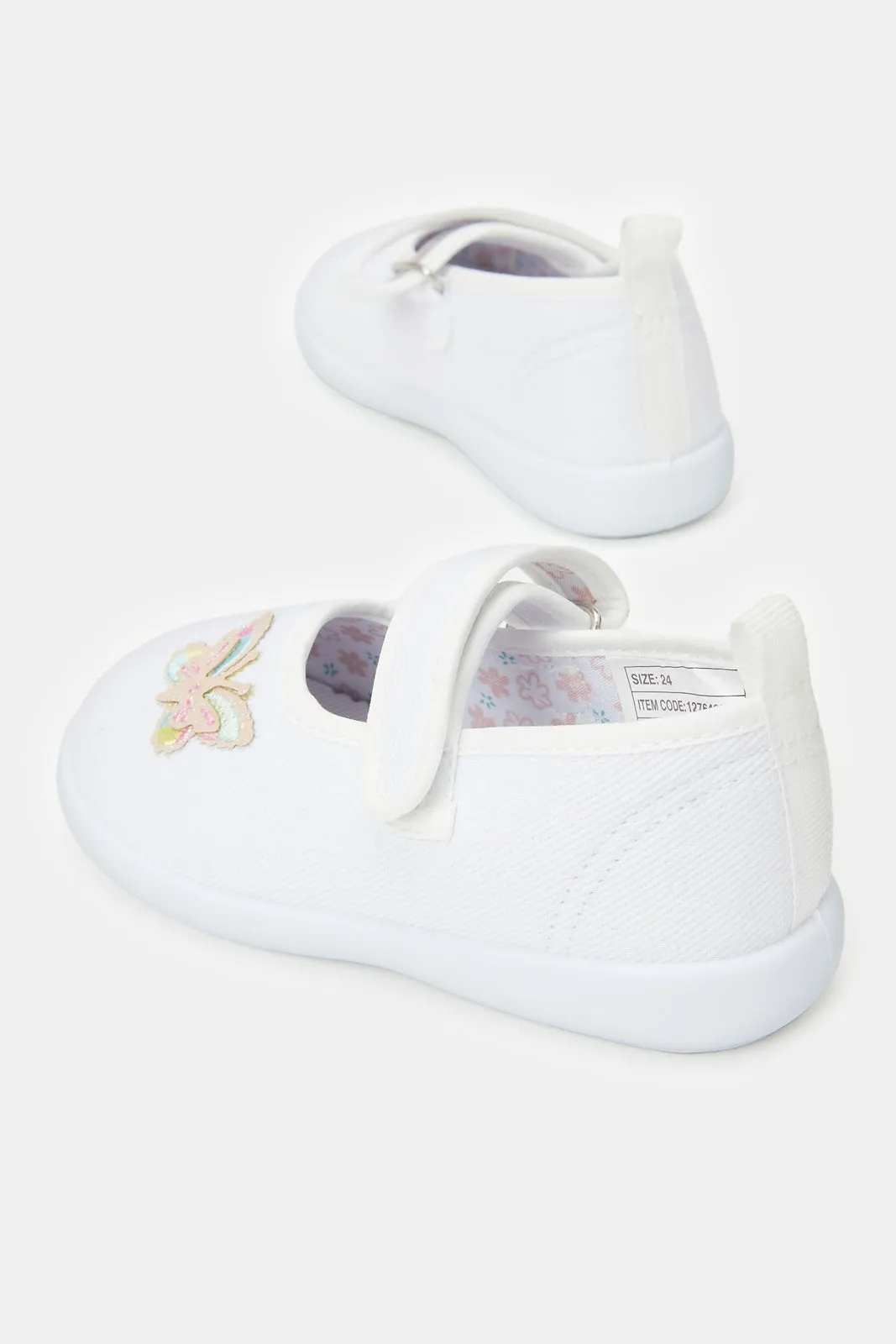 Infant Girls White Butterfly Pump