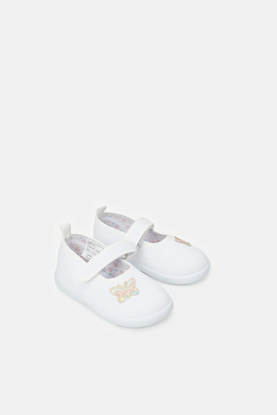 Infant Girls White Butterfly Pump