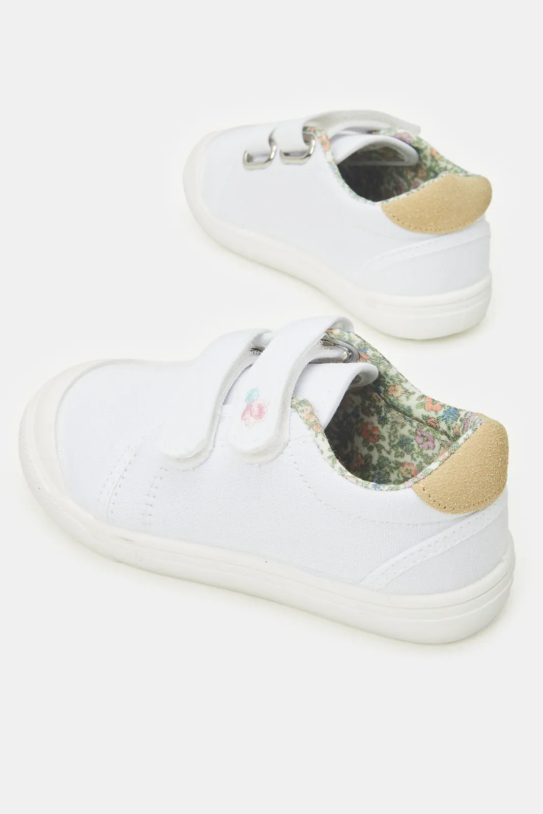 Infant Girls White Velcro Pumps