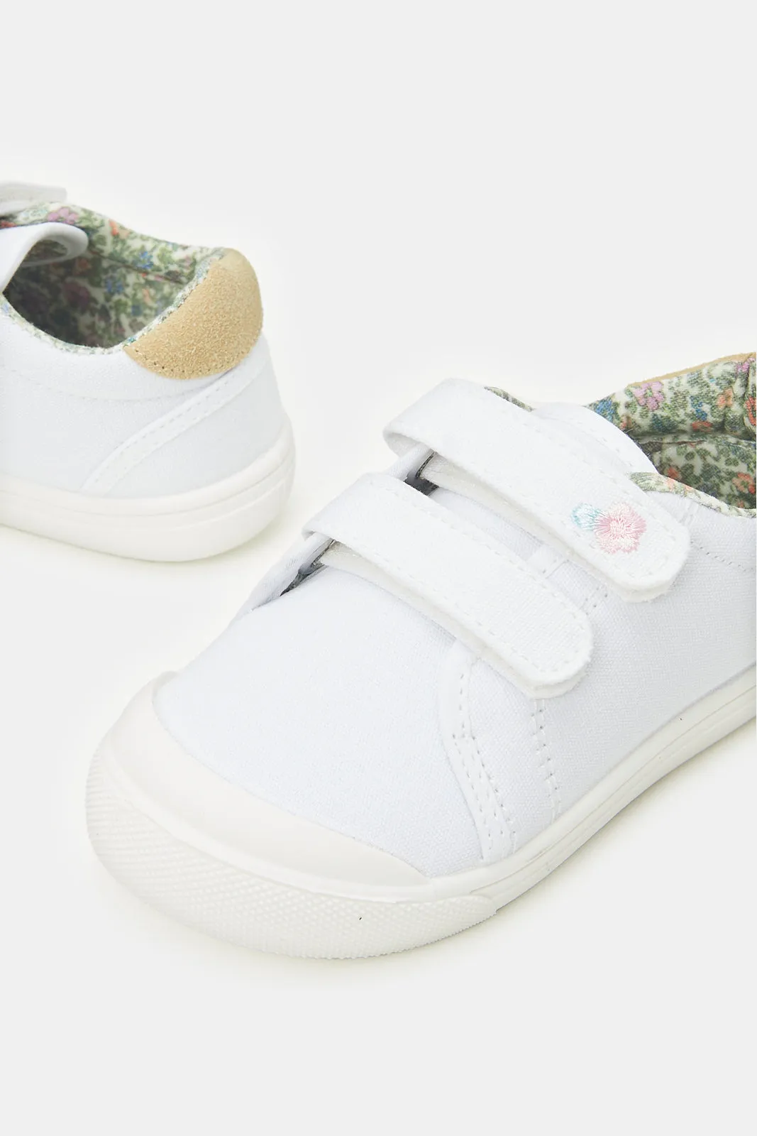 Infant Girls White Velcro Pumps