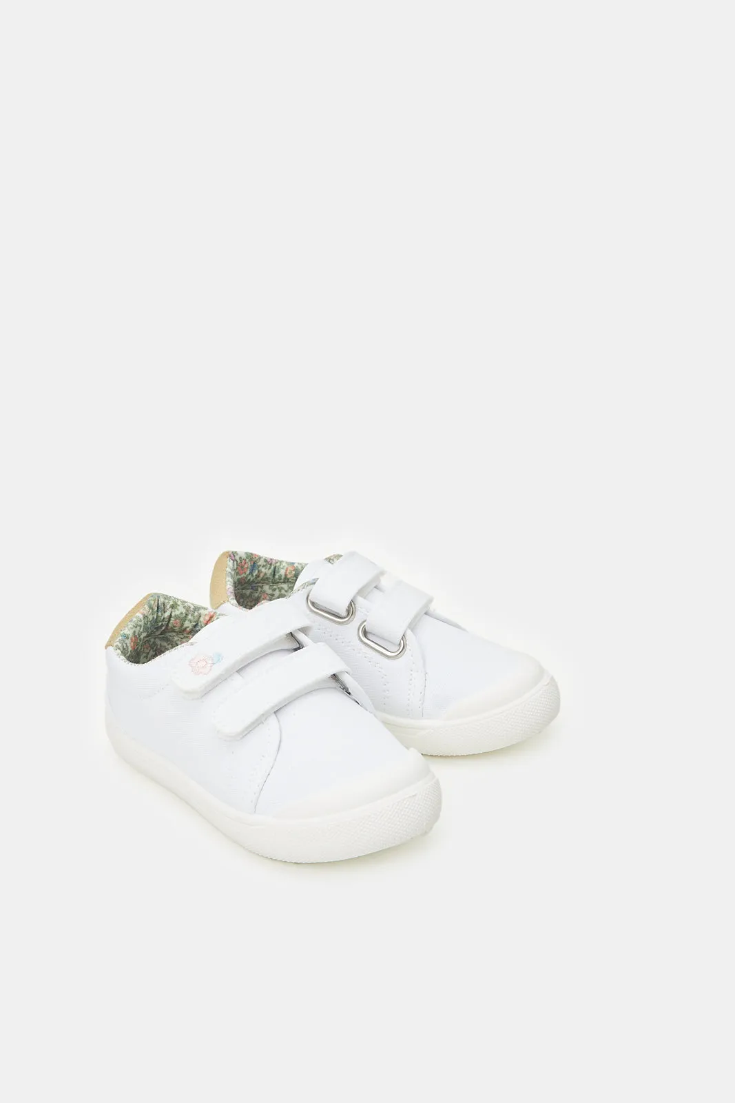 Infant Girls White Velcro Pumps