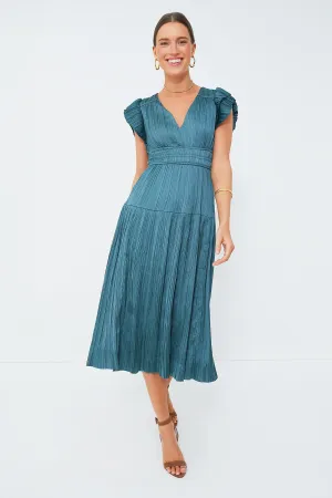 Jade Pleated V-Neck Maxi Dress