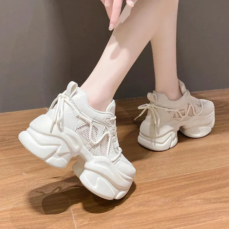 Joskaa 2024 New White Platform Chunky Sneakers